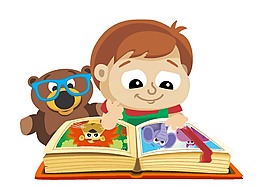 卡通看書孩子png元素