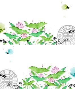 卡通荷花盛開(kāi)png元素
