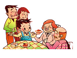 卡通中國風(fēng)年夜飯元素PNG