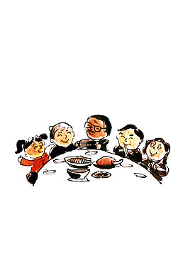 彩繪中國風年夜飯元素