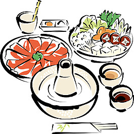 清新簡約火鍋料理美食裝飾元素