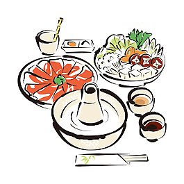 清新手繪火鍋料理美食裝飾元素