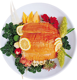 簡(jiǎn)約風(fēng)格橙色魚肉料理美食產(chǎn)品實(shí)物