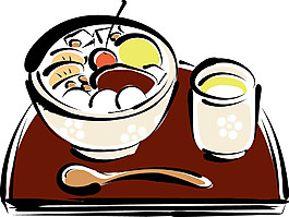 清新日式拉面手繪料理美食裝飾元素