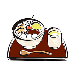 清新手繪面食日式料理美食裝飾元素