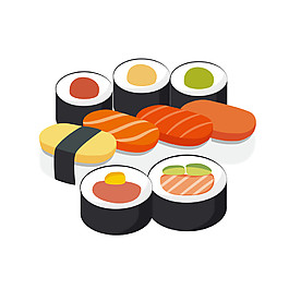 清新可愛手繪日式壽司料理美食裝飾元素