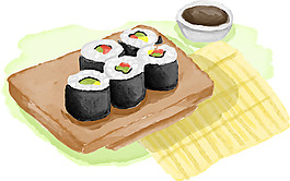 清新手繪日式料理料理美食裝飾元素
