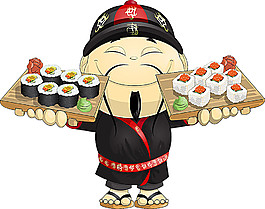 清新手繪日式壽司料理美食裝飾元素