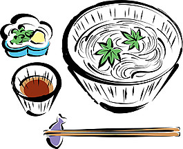 清新手繪拉面料理美食裝飾元素
