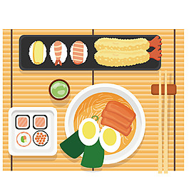 精致鮮美日式料理美食裝飾元素