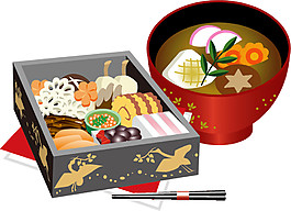 清新簡(jiǎn)約日式便當(dāng)料理美食裝飾元素