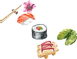 清新簡約壽司日式料理美食裝飾元素