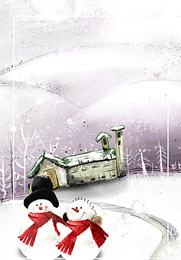冬季雪人海報背景設計