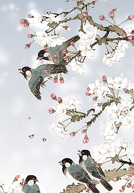 冬季動(dòng)植物鳥(niǎo)兒花朵海報(bào)背景設(shè)計(jì)
