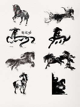 中國水墨畫馬裝飾元素