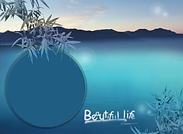 藍(lán)色竹子水墨風(fēng)格背景設(shè)計