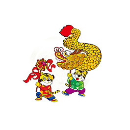 卡通福娃舞龍舞獅元素設(shè)計(jì)