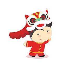 卡通新年舞狮元素