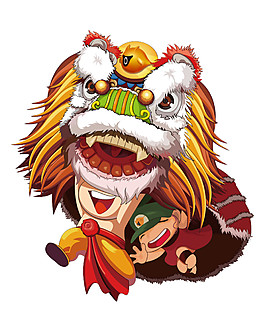中國風卡通舞獅元素