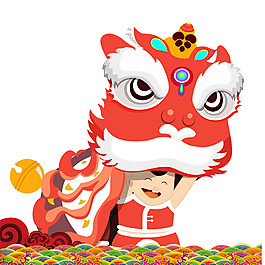 卡通新年舞獅表演