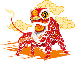 喜慶中國(guó)風(fēng)舞獅素材