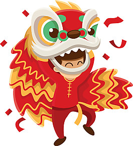 傳統(tǒng)舞獅卡通元素