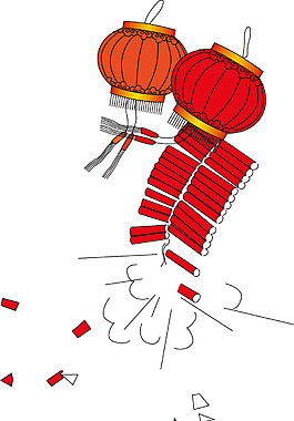 中式新年鞭炮燈籠元素