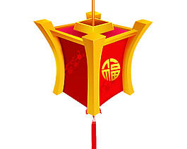 中式創(chuàng)意新年福字花燈元素