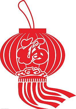 大紅福字燈籠元素