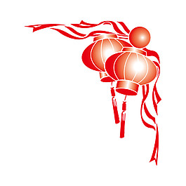 大紅新年燈籠元素