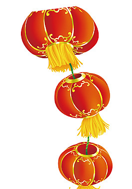 新年大紅燈籠PNG元素