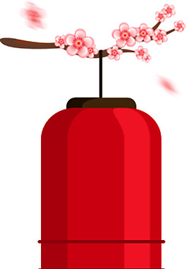 喜慶新年花枝燈籠PNG元素