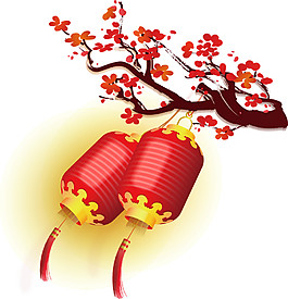 梅花枝燈籠PNG