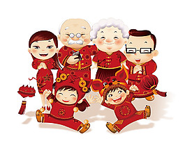 喜庆全家福PNG元素