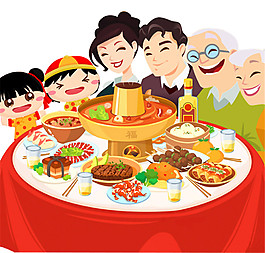中式除夕火锅年夜饭元素
