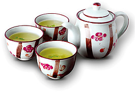 溫婉紅色印花陶瓷茶具產品實物