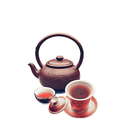 清新红褐色茶具产品实物