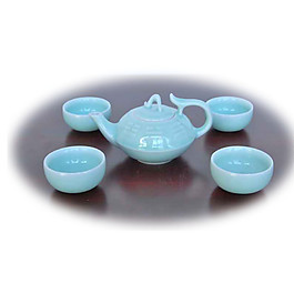 文化清新蓝绿色茶几产品实物