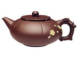 文藝褐色茶壺產品實物