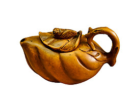 清新黃褐色木制茶壺產(chǎn)品實(shí)物