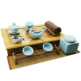 简约清新浅蓝色茶具产品实物