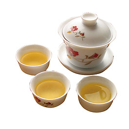 清新粉色花紋茶具產品實物