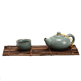清雅雅致灰綠色茶具產品實物