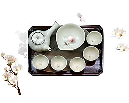 简约温婉纯色茶具产品实物