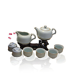 清新简约浅绿色茶具产品实物