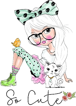 手繪卡通可愛女生插畫