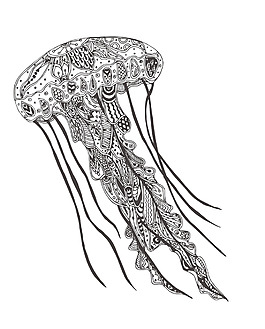 時尚唯美海洋水母插畫