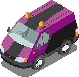 卡通紫色小汽車png元素