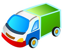 卡通彩色小貨車png元素