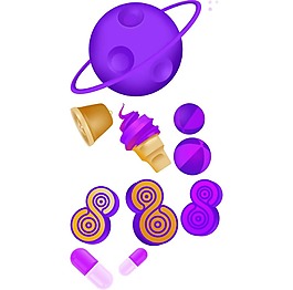 卡通創(chuàng)意紫色星球圓球png元素